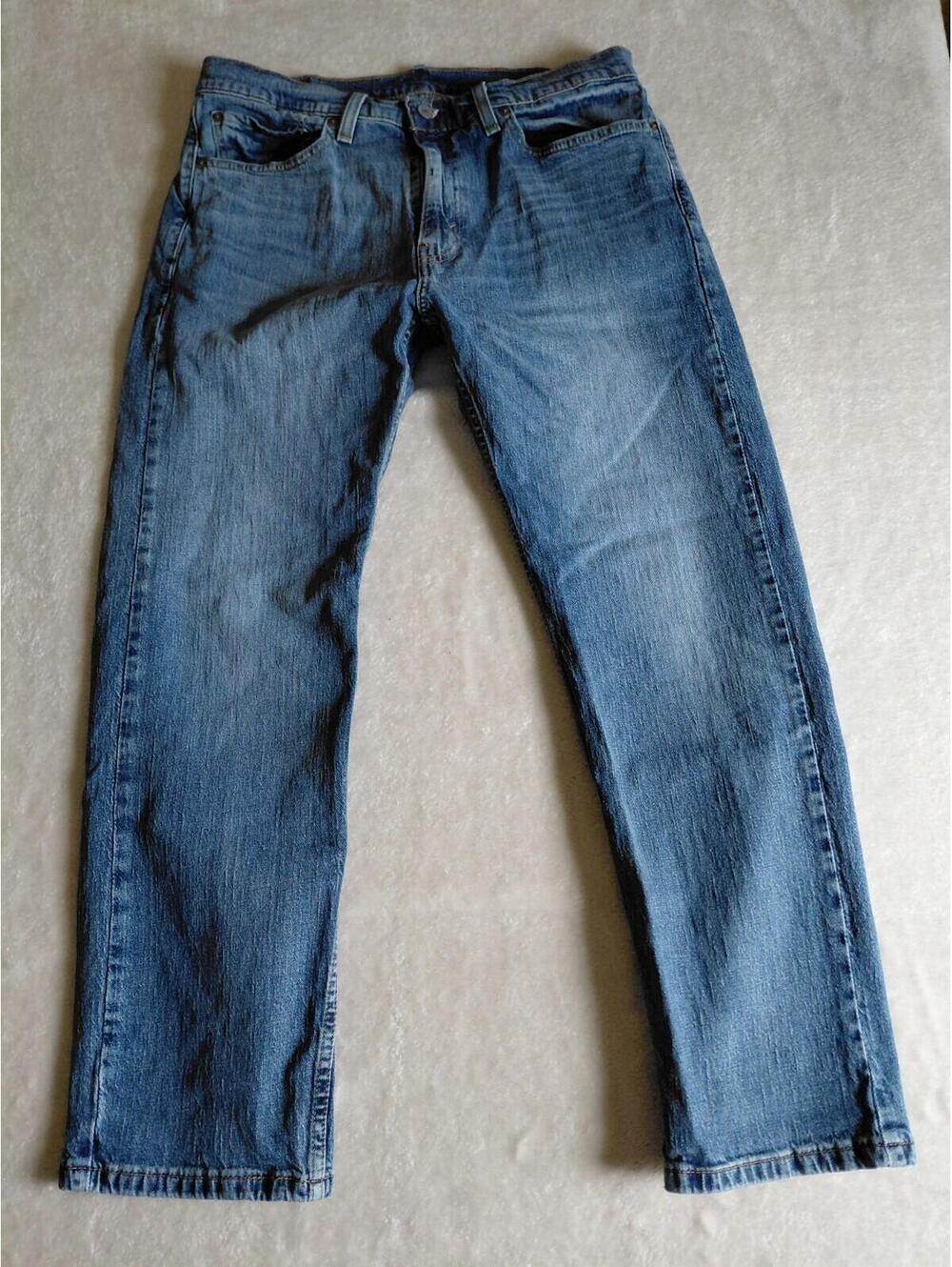 Levis 505 Jeans Men 34x30 Straight Leg Whiskered Medium Wash Denim Pants